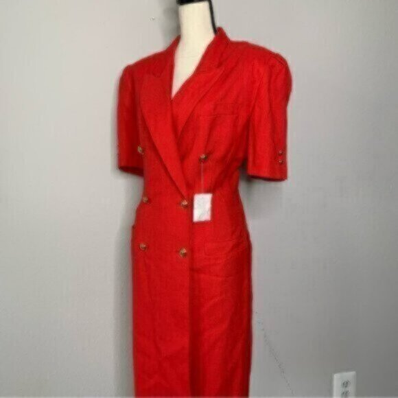 NWOT Spiegel 80s Vintage Red Blazer Tuxedo Dress - Picture 4 of 14